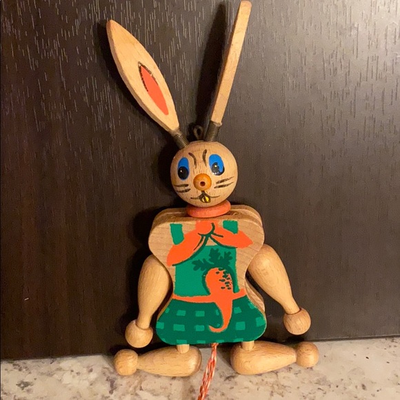 Vintage Austria Wood String Jumping Jack Toy Bunny - Picture 9 of 9